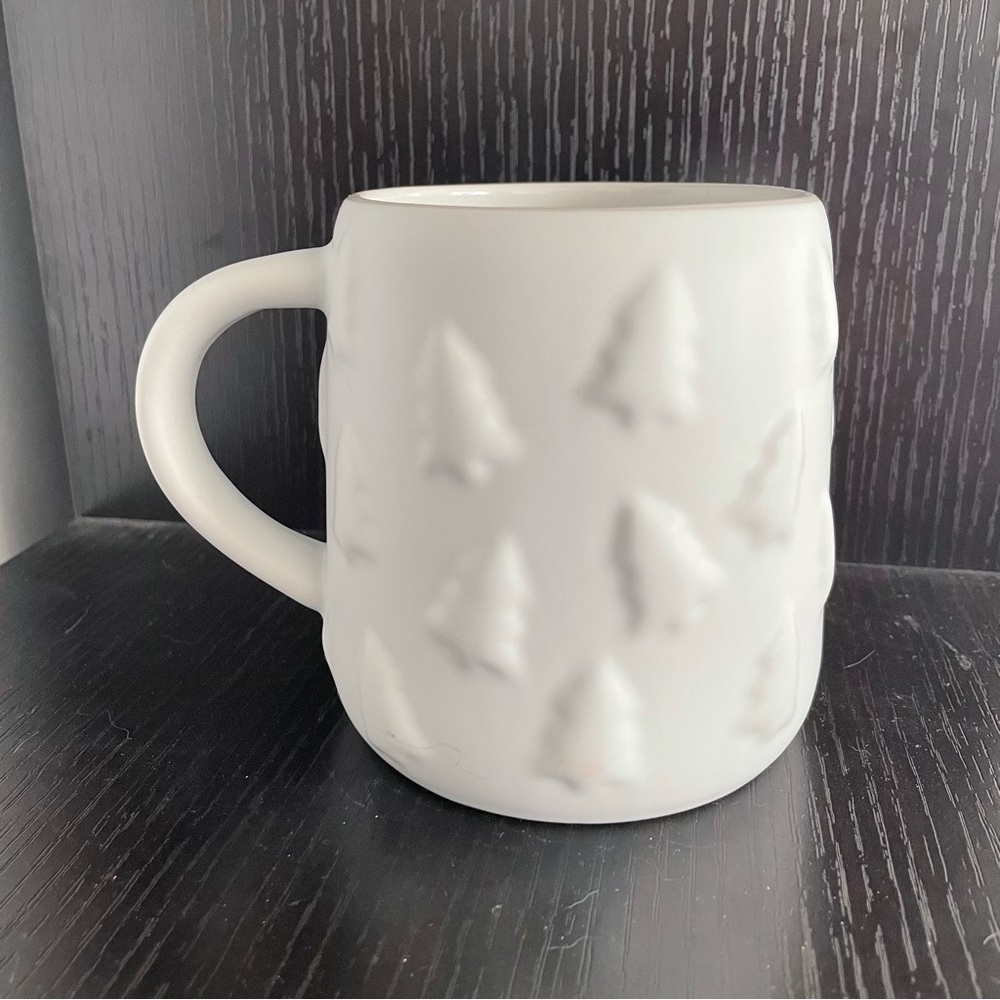 LAST CHANCE Snowy White Mug Embossed Tree Pattern Bay Island Gift Birthday